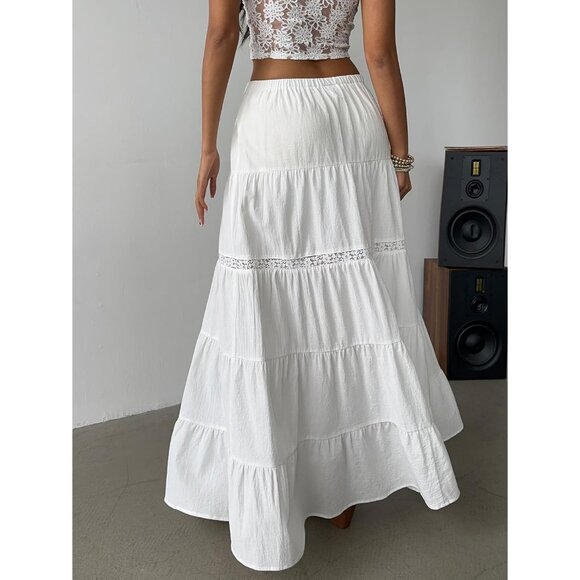 Stunning Women's Drawstring Waist Long Ruffle Skirt - Perfect for All Occasions - Picture 2 of 6